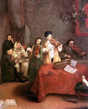  Long Oil Painting - The Concert life scenes Pietro Longhi